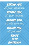 Behind You All Your Memories Before You All Your Dreams Happy 74th Birthday