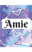 Amie: Personalized Name Journal with blank lined paper