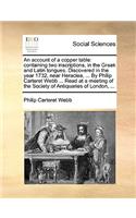 An Account of a Copper Table: (English)