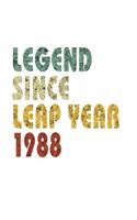 Legend Since Leap Year 1988: Retro Birthday Gift Notebook With Lined Wide Ruled Paper. Funny Quote Sayings 5 x 8 Notepad Journal For People Born February 29th 1988.