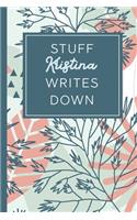 Stuff Kristina Writes Down: Personalized Journal / Notebook (6 x 9 inch) STUNNING Tropical Teal and Blush Pink Pattern