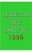 Legends Are Born In 1998 Notebook