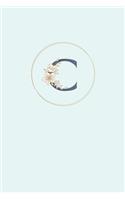 C: 110 Sketchbook Pages (6x9) - Monogram Sketch Journal and Notebook with a Light Blue Background and Simple Vintage Elegant Design - Personalized Init