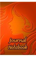Journal Notebook: Orange Daily Journaling - Lined Paper Wide Ruled Notes Spark Your Imagination and Positive Thinking - Woman Cover Print