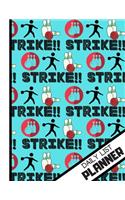 Daily List Planner: 'Strike' Bowling Blue Pattern Print Novelty Gift: Bowling Notebook for Kids, Teens, Men and Women