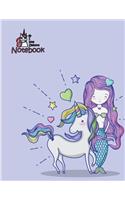 I love unicorn notebook: Unicorn and mermaid in love cover and Dot Graph Line Sketch pages, Extra large (8.5 x 11) inches, 110 pages, White paper, Sketch, Notebook journal(1 Unicorn and Mermaid in Love Notebook)