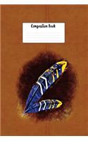 Composition Book: Native American Indian Painted Feathers Design Lined 6 X 9 College Ruled Paper Journal or Diary Unique Inspirational Gift for Friend or Teacher, End