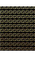 Notebook: Cancer Zodiac Constellation Large Blank College Ruled Line Paper to Write in - Gold Cancer Horoscope Pattern
