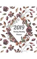 2019 Weekly Monthly Planner: Violet Flora 12 Months 365 Days Calendar Schedule, Appointment, Agenda, Meeting