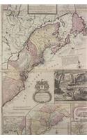 Antique 1715 Map of the Dominion of Great Britain in North America Journal