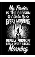 My Terrier is the Reason I Wake Up Every Morning Really Freakin' Early Every. Si: Funny Terrier Owners Gift Notebook