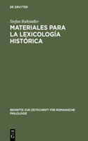 Materiales Para La Lexicología Histórica