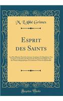 Esprit des Saints: Les Plus Illustres Parmi les Auteurs Ascétiques Et Moralistes; Non Compris au Nombre des Pères Et des Docteurs de l'Église Avec des Notices Biographiques Et Littèraires Trésor de Spiritualité (Classic Reprint)