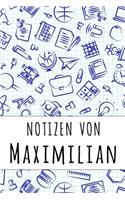 Notizen von Maximilian: Kariertes Notizbuch mit 5x5 Karomuster für deinen personalisierten Vornamen
