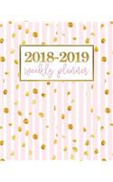2018-2019 Weekly Planner: Pretty Pink Stripes & Gold Polka Dots
