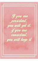 If You Are Persistent, You Will Get It. If You Are Consistent, You Will Keep It: Marketing Notebook Journal Composition Blank Lined Diary Notepad 120 Pages Paperback Pink