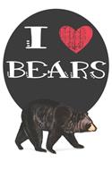I Heart Bears: A Cute Bear Lovers Journal / Notebook / Diary Perfect for Birthday Present or Christmas Gift Great for kids, Teens or Students(6x9 - 110 Blank Lined