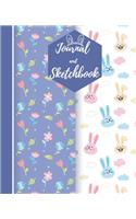 Journal and Sketchbook: Large Bunny Journal With Blank Paper For Drawing And Sketching / 7.5"x9.25"-Journal for Girls