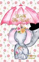 Worth the Wait: Pregnancy Journal. Baby Girl Elephant, Adored Pink Daisies