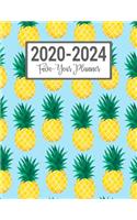 2020-2024 Five-Year Planner: Blue Pineapple Pattern 60 Month Calendar