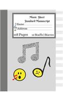 Music Sheet Standard Manuscript -108 Pages 12 Staffs - Staves: Gift For Music Lovers Music Notebook