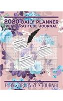 2020 Daily Planner with Gratitude Journal: Pretty Floral Calendar Planning and Blessings by Day Jan-Dec 2020