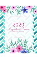 2020 Weekly Hourly Appointment Planner: Watercolor Flower & Zigzag Blue Tone - Appointment for Nail, Salon, Hair Stylist, Saps, Beauty, Massage - Business Time Management - Times Daily and(4 Daily Appointment Book)