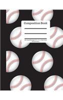 Composition Book 100 Sheet/200 Pages 8.5 X 11 In.-Wide Ruled Baseball-Black: Baseball Writing Notebook - Soft Cover