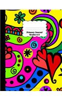 Primary Journal Grades k-2: Hearts primary journal top half blank composition book