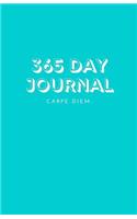 365 Day Journal - Carpe Diem: Blank LINED Undated One Year Journal - A Page A Day Daily Diary - Turquoise Minimalist Design - Ideal Gift