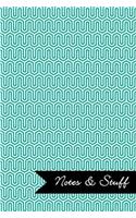 Notes & Stuff Lined Notebook With Persian Green Key Maze Pattern Cover