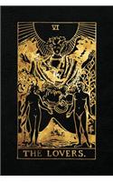 The Lovers: 120 College Ruled Lined Pages, The Lovers Tarot Card Notebook - Black and Gold - Journal, Diary, Sketchbook (Tarot Card Notebooks)