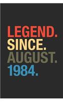 Legend Since August 1984: Graph Ruled Notebook - Journal for August Birthday Gift Idea