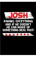 Josh Knows Everything And If He Doesn't He Can Make Up Something Real Fast: Joshua Journal (Funny Blank Lined Notebooks for Men)