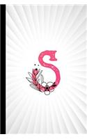 S: Monogram Initial Composition Notebook Watercolor & Floral Botanical Drawings Personalized Notebook for Girls & Women