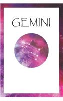 Gemini: Lined notebook, 6" x 9", 120 pages, Constellation design