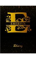 Emersyn Diary: Letter E Personalized First Name Personal Writing Journal Black Gold Glittery Space Effect Cover Daily Diaries for Journalists & Writers Note Taking