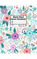 Blank Sheet Music Notebook: Easy Blank Staff Manuscript Book Large 8.5 X 11 Inches Musician Paper Wide 12 Staves Per Page for Piano, Flute, Violin, Guitar, Trumpet, Drums, Cell