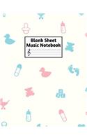 Blank Sheet Music Notebook: Easy Blank Staff Manuscript Book Large 8.5 X 11 Inches Musician Paper Wide 12 Staves Per Page for Piano, Flute, Violin, Guitar, Trumpet, Drums, Cell