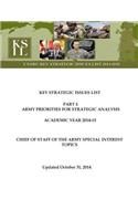 Key Strategic Issues List - CHIEF OF STAFF OF THE ARMY SPECIAL INTEREST TOPICS [Academic Year 2014-15]