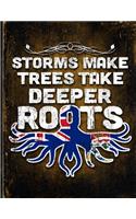 Storms Make Trees Take Deeper Roots: Cayman Islands Flag Customized Personalized Gift for Caymanian Coworker Friend Planner Daily Weekly Monthly Undated Calendar Organizer Journal