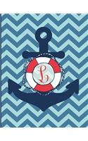 L: Monogram Initial L Notebook - 8.5" x 11" - 100 pages, college ruled - Nautical Chevron Anchor Journal