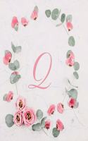 Q: Cute Initial Monogram Lined Journal & Diary For Writing For Women And Girls - Floral Design