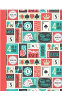 Patchwork Poker Phrases Composition Notebook: 120 Numbered College Ruled Pages with Table of Contents, Cover in Retro Colors