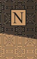 N: Art Deco Initial N Monogram Notebook, N Monogrammed Journal Gift