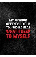 My Opinion Offend You? You Should Hear What I Keep To Myself: All Purpose 6x9 Blank Lined Notebook Journal Way Better Than A Card Trendy Unique Gift Black Texture Mean People