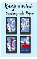 Kanji Notebook Genkouyoushi Paper: Cherry Blossom Japanese Character Hiragana and Katakana Practice Lettering Composition Notebook