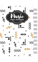 Music Sheet Notebook: Blank Staff Manuscript Paper with Geometric Shapes Themed Cover Design