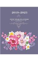 2019-2023 Beautiful Flower Five Year Planner: 60 Months Planner and Calendar, Monthly Calendar Planner, Agenda Planner and Schedule Organizer, Journal Planner and Logbook, Appointment Notebook, 