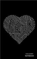 CHD Journey Notebook: White Circuit Board Heart, Black Background, Journal, 5 in x 8 in, 50 sheets / 100 pages, college lined